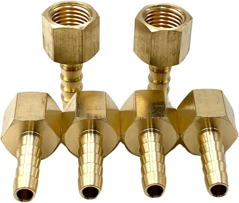 Bumugufu 6 Pcs Brass 1/4" NPT Female to 1/4" Barb Air Hose Fittings, 1/4" FNPT to Barb Fitting Adapter Connectors for Compressor, Fuel, Oil, Gas - Image 3